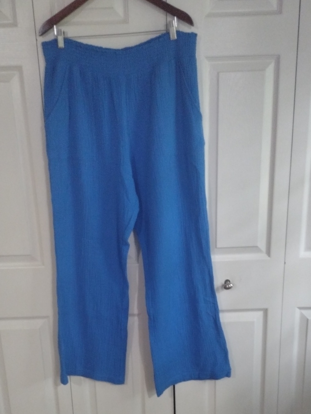 Blue Guaze Cotton Pull On Wide-Leg  Size XL Women’s Pants